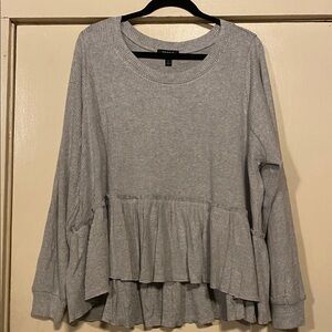 Torrid Gray Ribbed Peplum Top